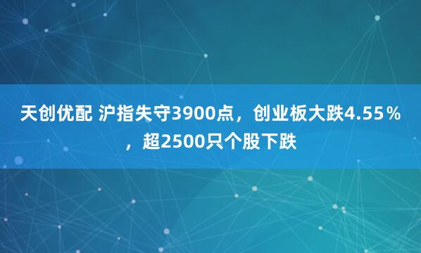天创优配 沪指失守3900点,创业板大跌4.55%,超2500只个股下跌